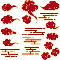 Set chinese gold cloud vector