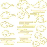 Set chinese gold cloud vector