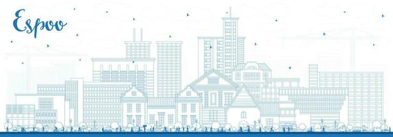 Outline Espoo Finland city skyline with blue buildings. Espoo cityscape with landmarks. Business travel and tourism concept with modern and historic architecture. vector