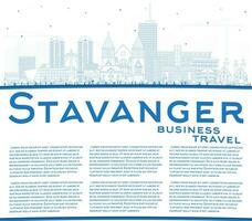 Outline Stavanger Norway city skyline with blue buildings and copy space. Stavanger cityscape with landmarks. Business travel and tourism concept with historic architecture. vector