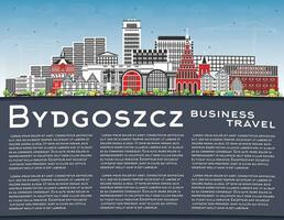 Bydgoszcz Poland city skyline with color buildings, blue sky and copy space. Bydgoszcz cityscape with landmarks. Business tourism concept with modern and historic architecture. vector