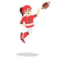 American Football Player girl catch The Ball vector