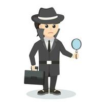 Spy woman Hold Briefcase And Magnifying design character on white background vector