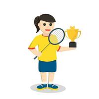 badminton player girl hold trophy vector