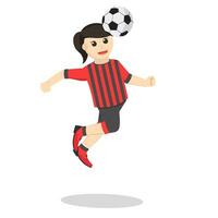 football player woman jumping And heading ball vector