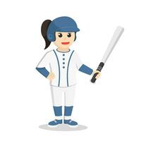 Baseball player girl holding baseball vector