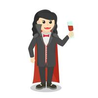 Dracula woman Holding Glass Blood vector