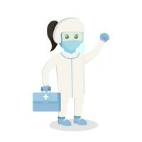 professional doctor with personal protective equipment design character on white background vector