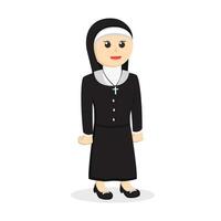 nun standing pose design character on white background vector