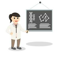 scientists woman give explain design character on white background vector