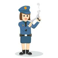 Policewoman with firearm design character on white background vector