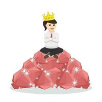 The queen sitting on ruby design character on white background vector