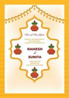 Indian Hindu Wedding Invitation Card Template Layout vector