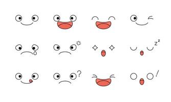 Set of funny cartoon face expressions. vector