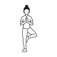Young Woman Doing Yoga Poses Monoline Vector Illustration