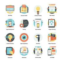 Flat Icons Set of Software Content and Development vector