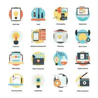 Web Design and Development Flat Vector Icons Set