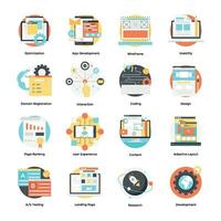 Set of Design and Development Flat icons vector