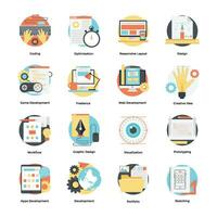 Development and Design Process Flat Icons Set vector