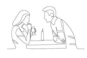 A man stares at his girlfriend drinking vector