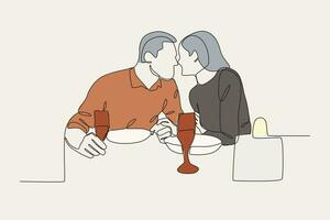 Color illustration of lovers having a romantic dinner vector