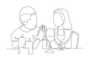 Lovers celebrate Valentine's with dinner vector