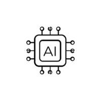 AI Chip Line Style Icon Design vector