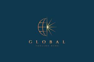 Innovative Global Logo Business Linear World Map Web Internet Connection vector