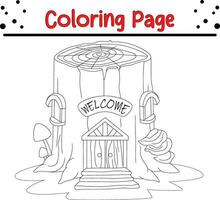 fairy house coloring page for children vector