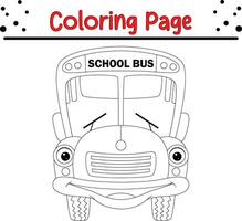 funny school bus coloring page vector