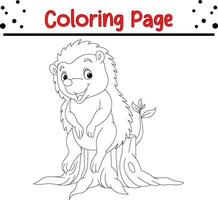 little hedgehog coloring page for children vector