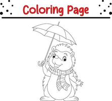 pequeño erizo colorante página para niños vector