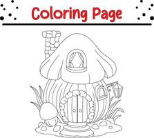 fairy house mushroom coloring page for children vector