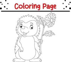 little hedgehog coloring page for children vector