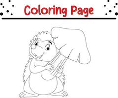 pequeño erizo colorante página para niños vector