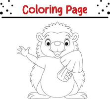 pequeño erizo colorante página para niños vector