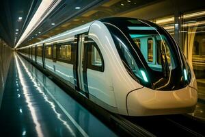 AI generated Subway sophistication sleek train smoothly glides, flaunting modern design photo