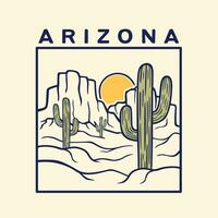 Vector illustration of Arizona desert vibes graphic print for T-Shirt, fashion and others. Hand drawn line art sketch .