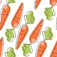 Carrot flat style pattern. Hand drawn outline seamless pattern with carrot. Vector illustration