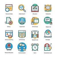 School Education Flat Vector Icons Set