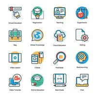 Flat Design Vector Icons of Education Accessories