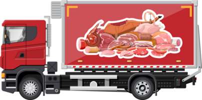 Truck car full of meat products. png