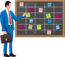 Scrum agile board and businessman. png