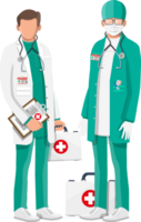 Two doctors in coat with stethoscope and case png