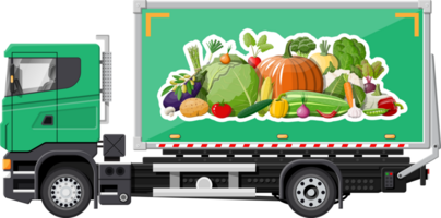 vrachtauto auto vol van groenten producten png