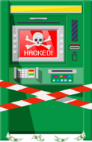 Hacked atm concept, skimming, stealling money png