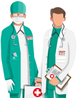 Two doctors in coat with stethoscope and case png