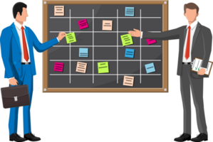 Scrum agile board and businessman. png