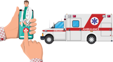 Call ambulance car via mobile phone. png