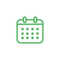 eps10 green Calendar line art icon, Flat design style. vector calendar icon illustration isolated on White background, calendar icons graphic design vector outline symbols.